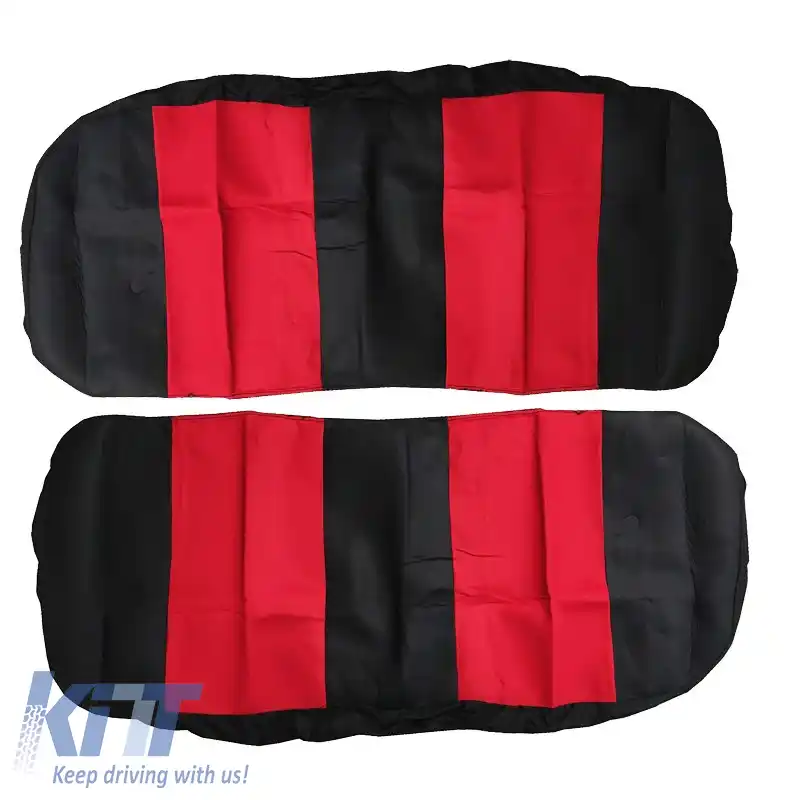 Huse de scaune Smart Style Negru-Roșu Set Față-Spate 8 Piese-image-6304229