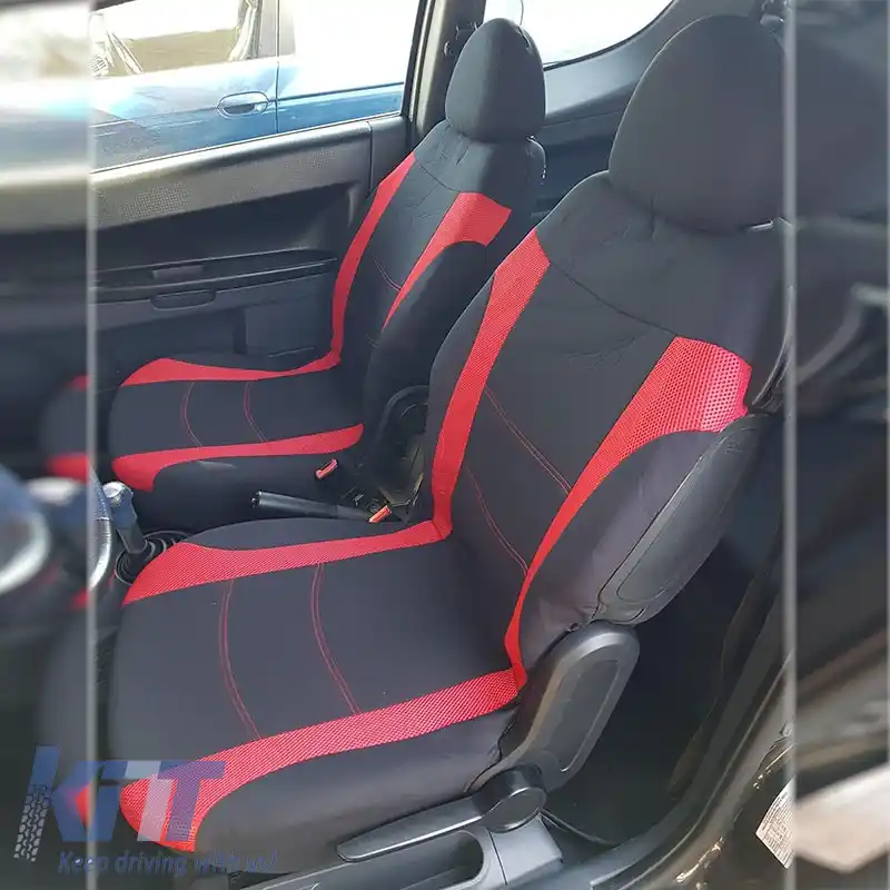 Huse de scaune Super Sport All In One Set Negru-Roșu Față-Spate 11 Piese-image-6292438