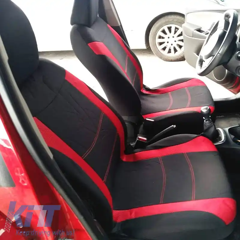 Huse de scaune Super Sport All In One Set Negru-Roșu Față-Spate 11 Piese-image-6292440