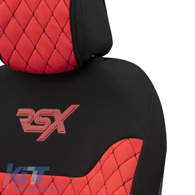 Huse semi pentru scaunele din față potrivite pentru Otom RSX Sport Fabric brodate roșu / negru RSXL-104 2 bucăți-image-6306847
