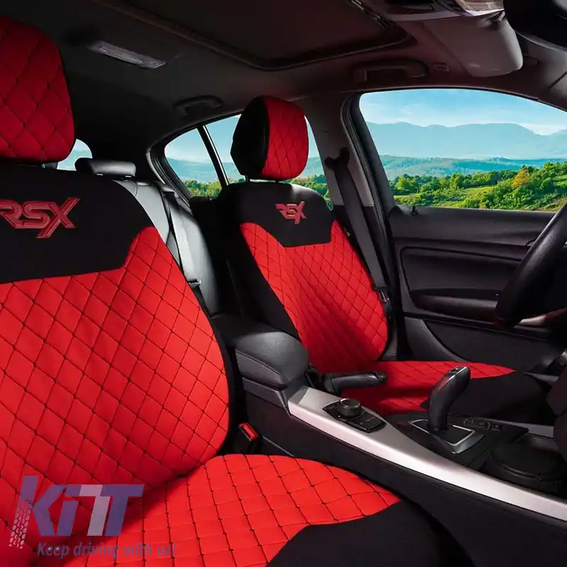 Huse semi pentru scaunele din față potrivite pentru Otom RSX Sport Fabric Brodate Roșu / Negru RSXL-104 2 Piese-image-6307618