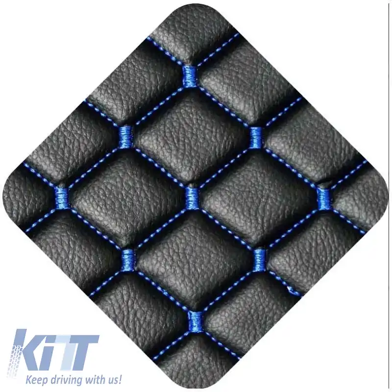 Huse semi pentru scaunele din față PU Negru Regal cu Cusături Albastre 4 Piese-image-6292487