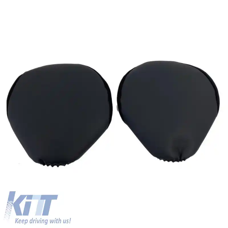 Huse semi pentru scaunele din față PU Negru Regal cu Cusături Gri 4 Piese-image-6292564