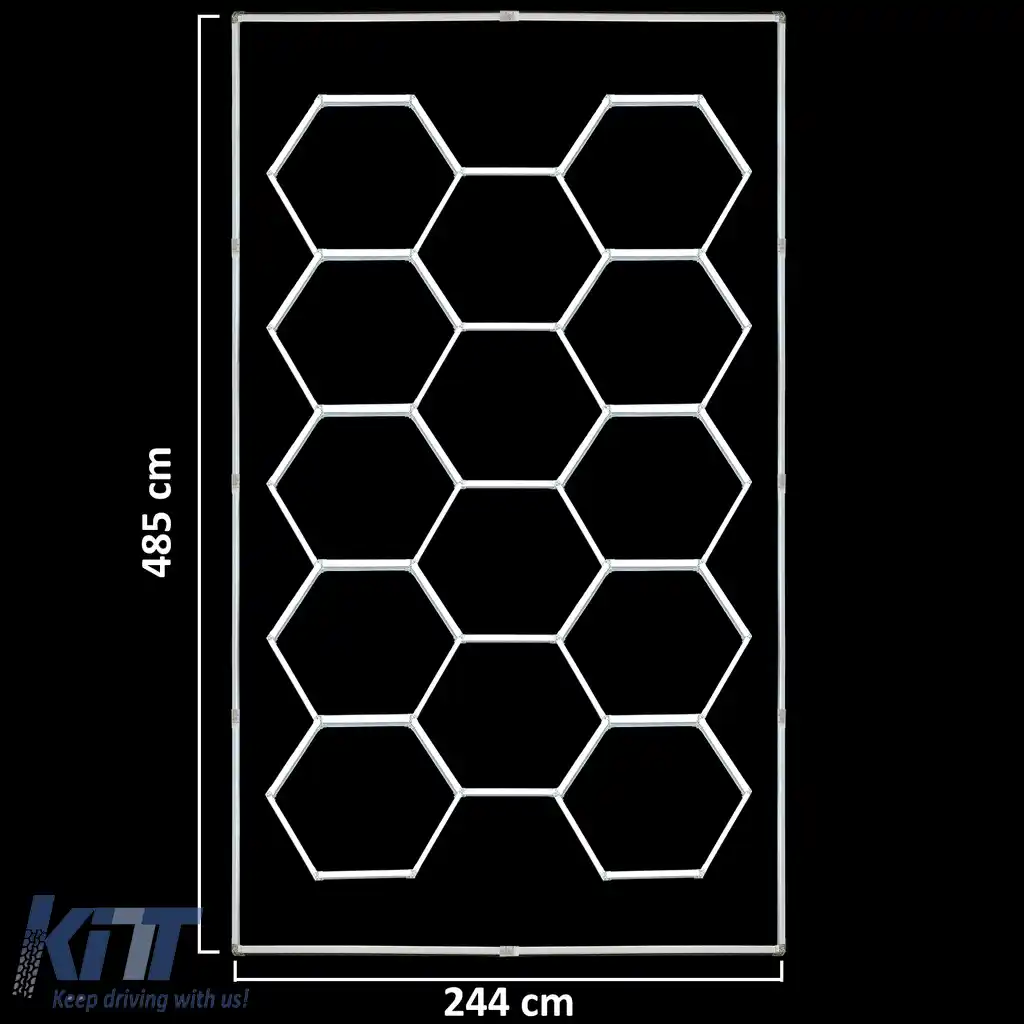 Iluminare LED hexagonală pentru atelierul de garaj showroom 14 câmpuri 2.44 x 4.85 m-image-6194115