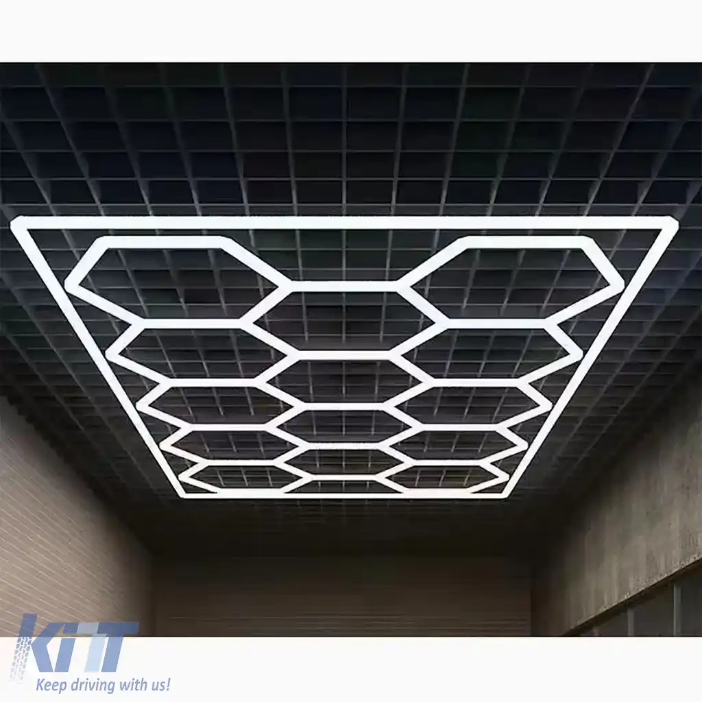 Iluminare LED hexagonală pentru atelierul de garaj showroom 14 câmpuri 2.44 x 4.85 m-image-6194119