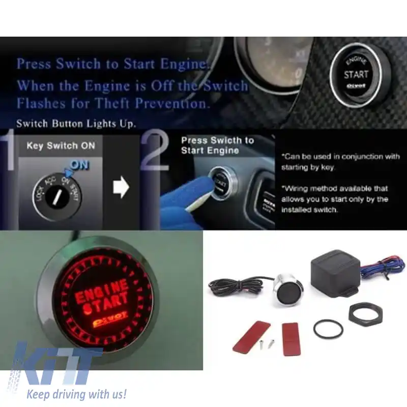 Iluminare Pivot Start / Stop Motor Starter 12V Led Roșu-image-6311686