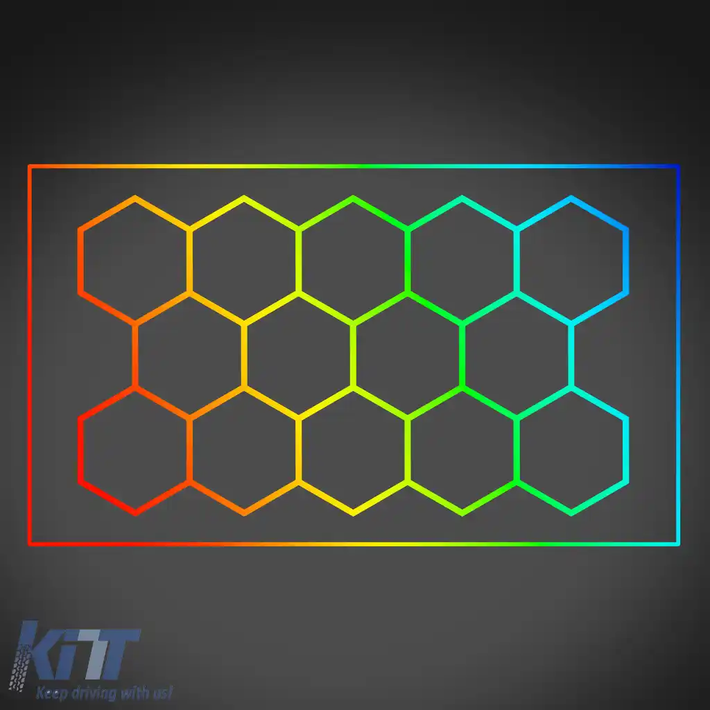 Iluminare RGB LED hexagonală pentru atelierul de garaj showroom 14 panouri 2.30 x 4.56m-image-6208056