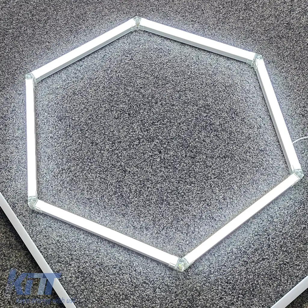 Iluminare RGB LED hexagonală pentru atelierul de garaj showroom 14 panouri 2.30 x 4.56m-image-6208061