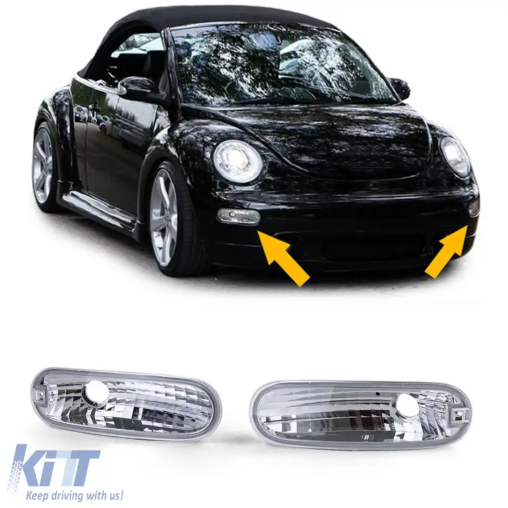 Indicator frontal din sticlă clară cu crom pentru VW New Beetle 98-06
