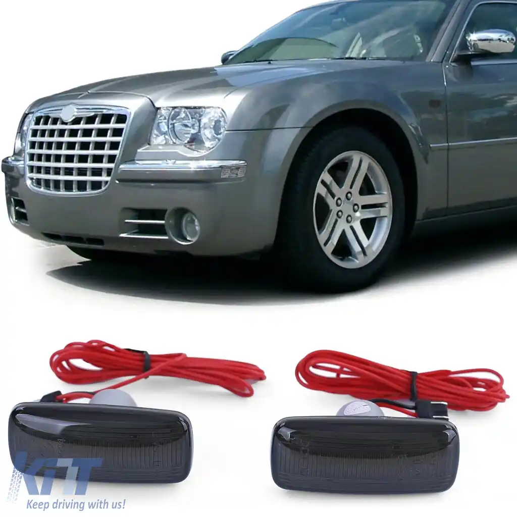 Indicator lateral cu LED, negru, potrivit pentru Chrysler 200 07-16, 300 05-06, 300C 04-10