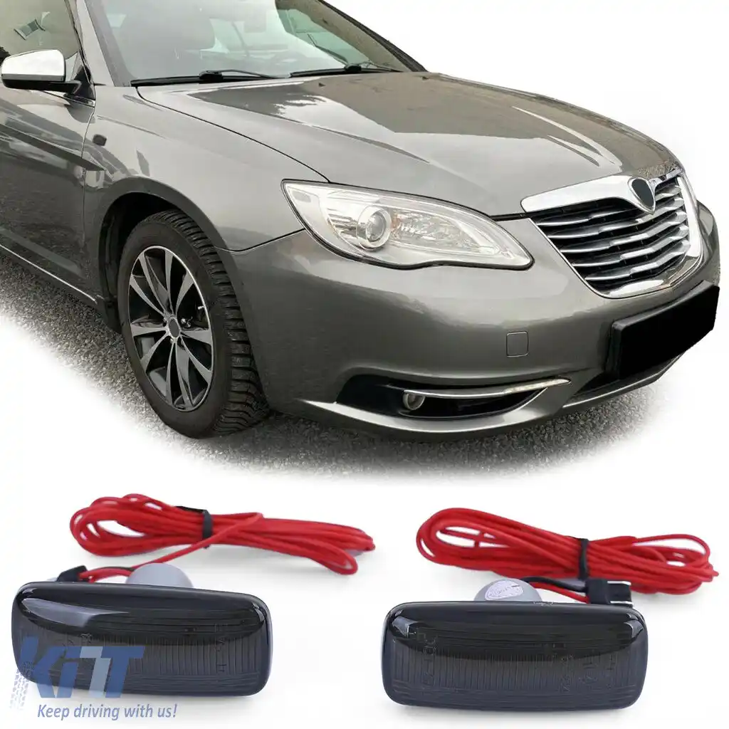 Indicator lateral cu LED, negru, potrivit pentru Dodge Grand Caravan 07-16, Lancia Flavia
