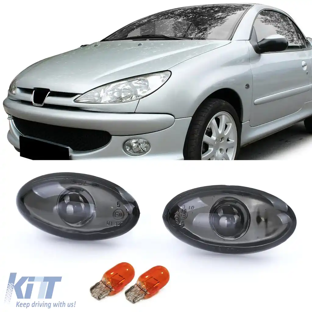 Indicator lateral din sticlă clară cu fum negru, potrivit pentru Peugeot 107 206 SW CC 307 407 607