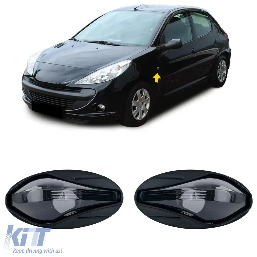 Indicator lateral din sticlă clară negru, potrivit pentru Peugeot 107 206 SW CC 307 407 607, Toyota Aygo