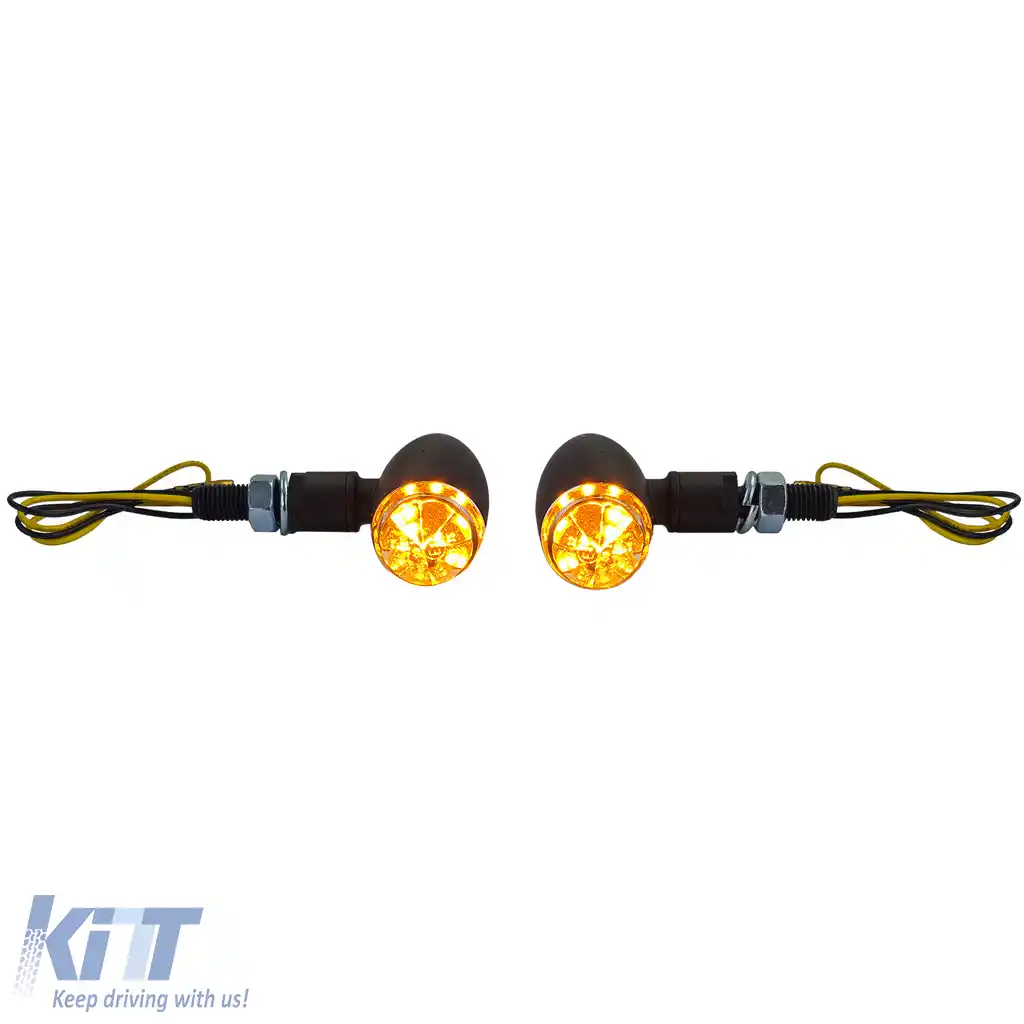 Indicator LED Micro pentru motocicletă Bullet Custom Mini Indicator Negru cu E-Mark