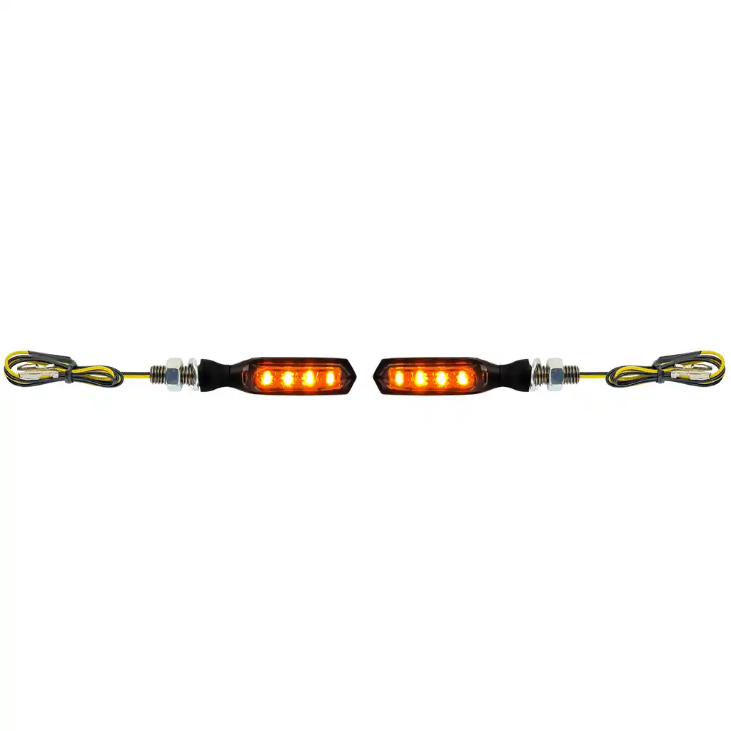 Indicator LED Mini pentru motocicletă AMP Negru cu sticlă fumurie Universal cu E-Mark