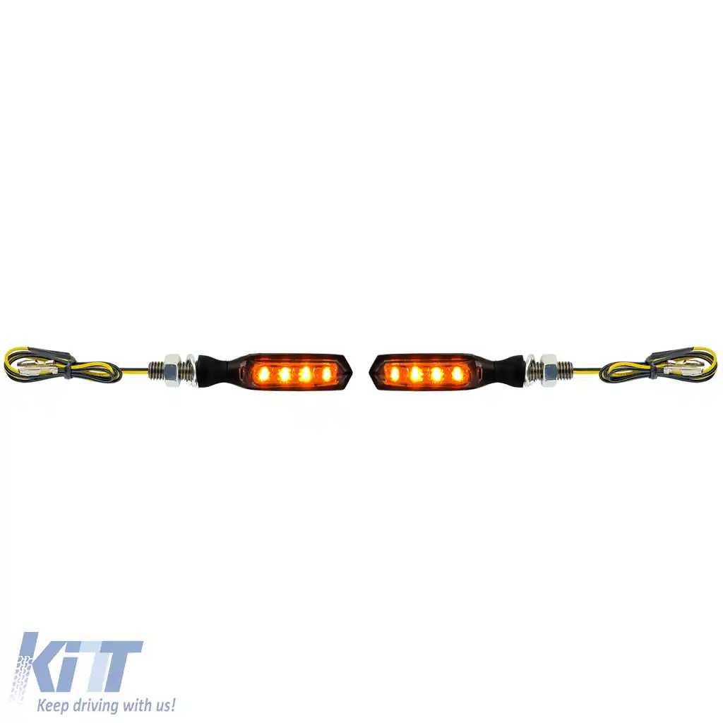 Indicator LED Mini pentru motocicletă AMP Negru cu sticlă fumurie Universal cu E-Mark