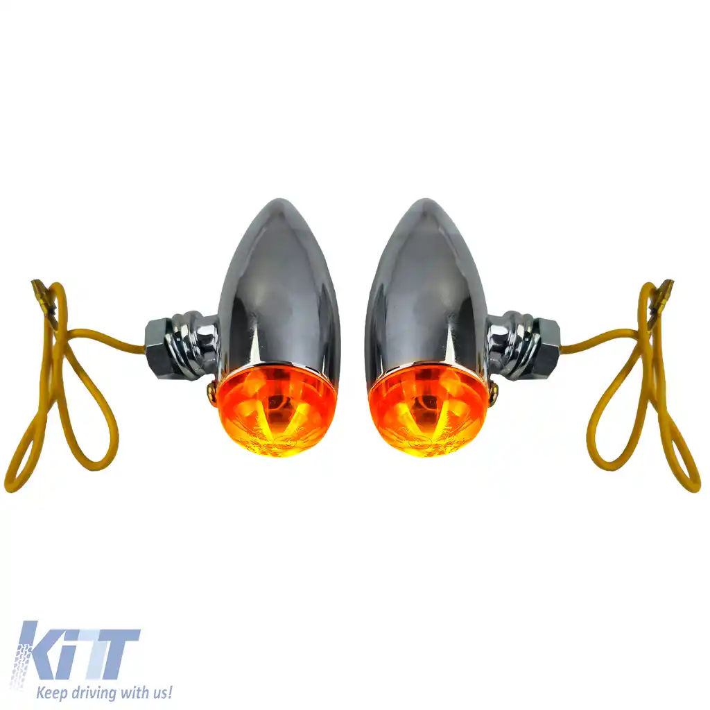 Indicator universal halogen pentru motocicletă, stil bullet, cromat, cu E-Mark
