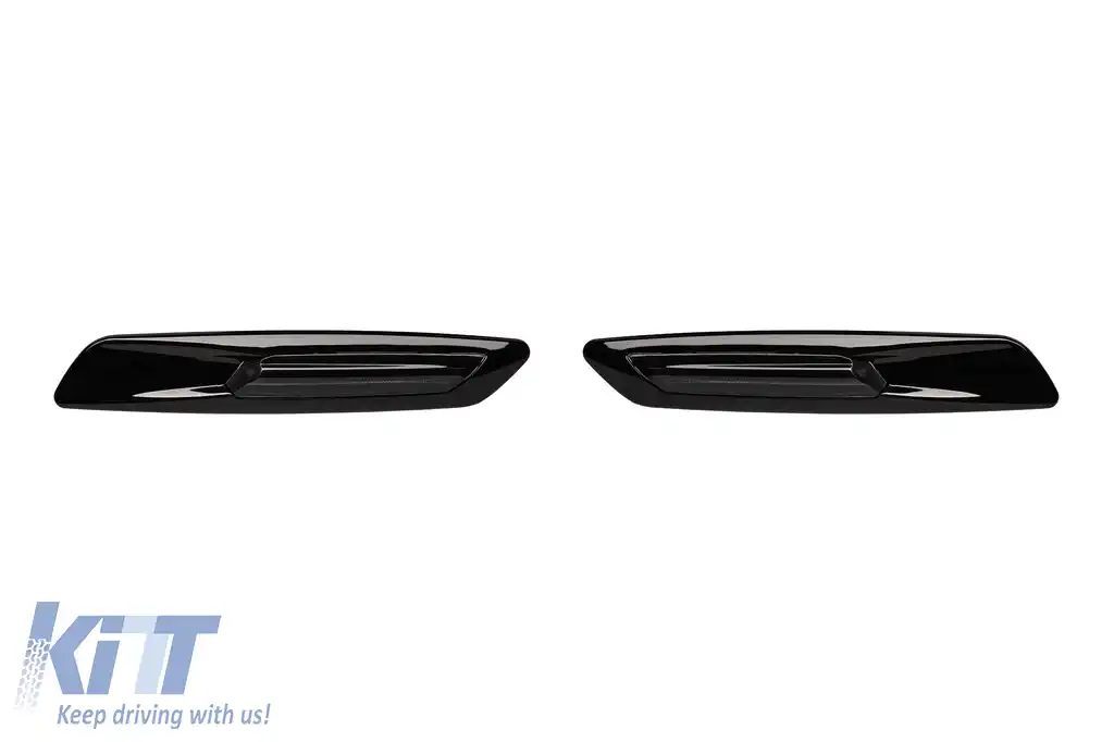 Indicatori de tuning tip F10 potriviți pentru BMW E82, E88, E90, E91, E92, E93, E60, E61 cu bază fumurie și cadru negru, stânga + dreapta