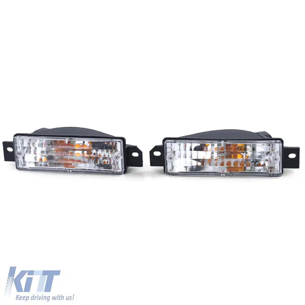 Indicatori din sticlă clară albi cu lumină de parcare și becuri, potrivite pentru BMW Seria 3 E30 1987-1993-image-6193454