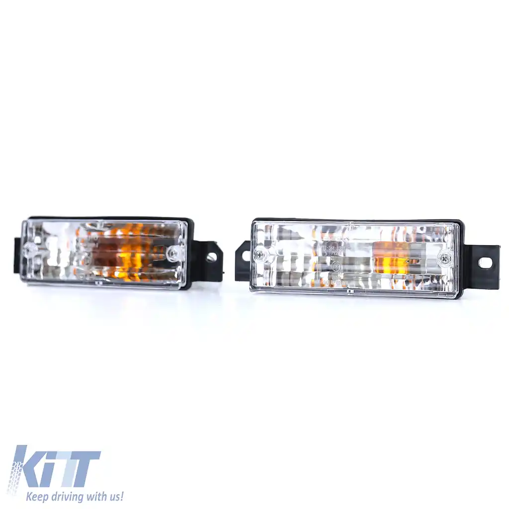 Indicatori din sticlă clară albi cu lumină de parcare și becuri, potrivite pentru BMW Seria 3 E30 1987-1993-image-6193455