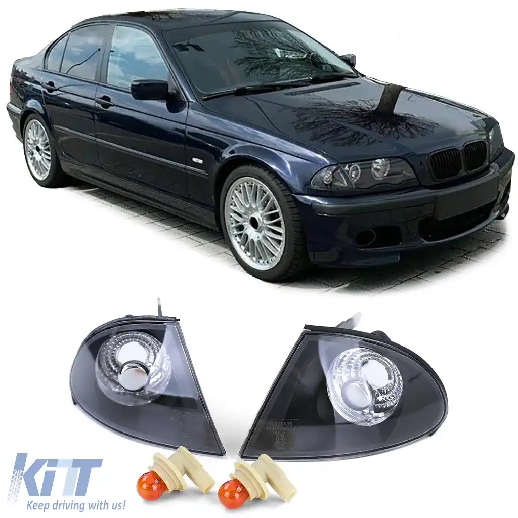Indicatori din sticlă clară cu fum negru, potriviți pentru BMW Seria 3 E46 Sedan Touring 98-01