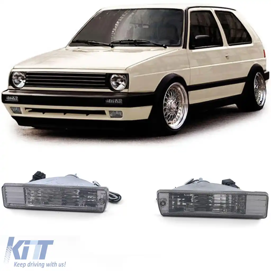 Indicatori din sticlă clară fumurii cu lumină de parcare, potriviți pentru VW Golf 2 GL 89-92