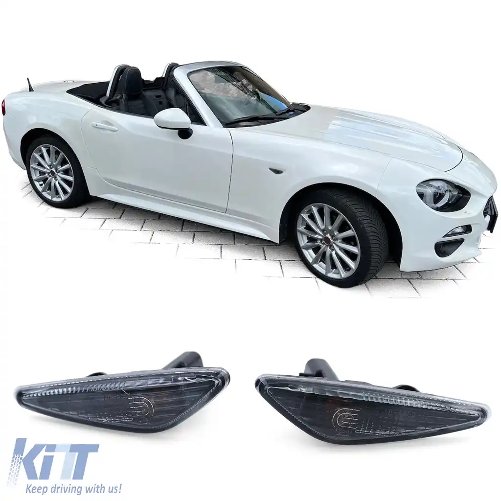 Indicatori laterali Black Smoke potriviți pentru Fiat 124 Spider 16-20