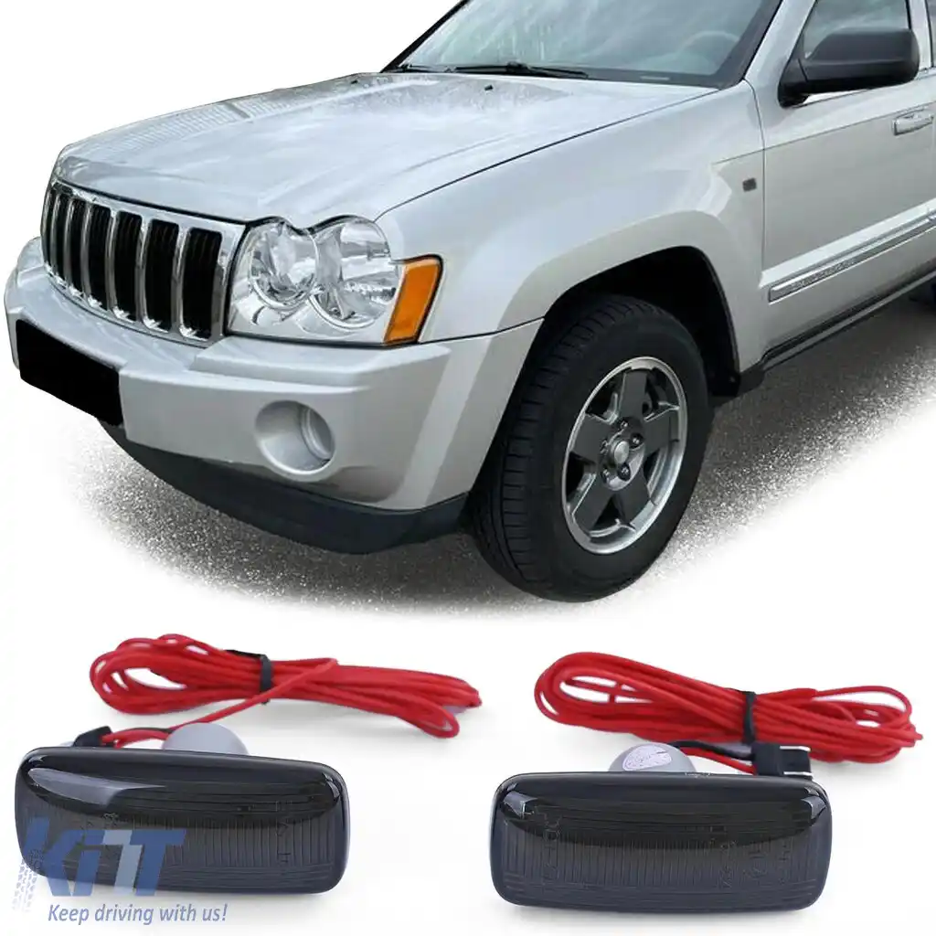 Indicatori laterali cu LED, bara de lumini, negri, potriviți pentru Jeep Liberty 08-12 și Grand Cherokee 3 05-10