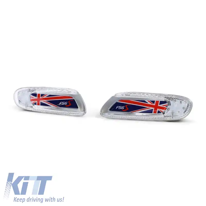 Indicatori laterali de aripă potriviți pentru Mini Cooper F56 13+ Steagul Uniunii Jack Albastru Led Alb 2 buc.-image-6293253