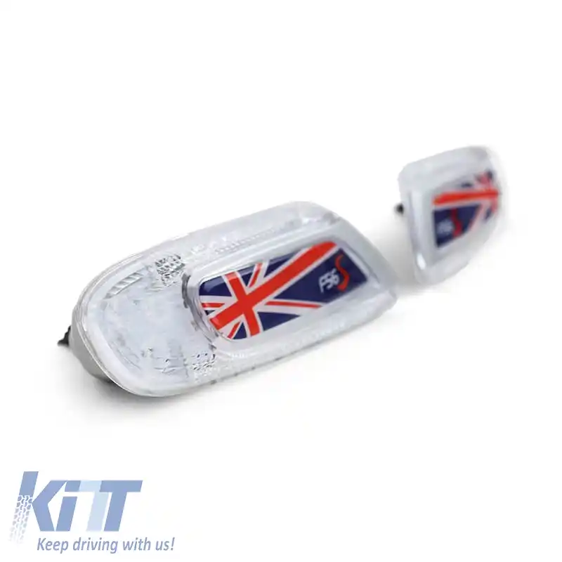 Indicatori laterali de aripă potriviți pentru Mini Cooper F56 13+ Steagul Uniunii Jack Albastru Led Alb 2 buc.-image-6293254