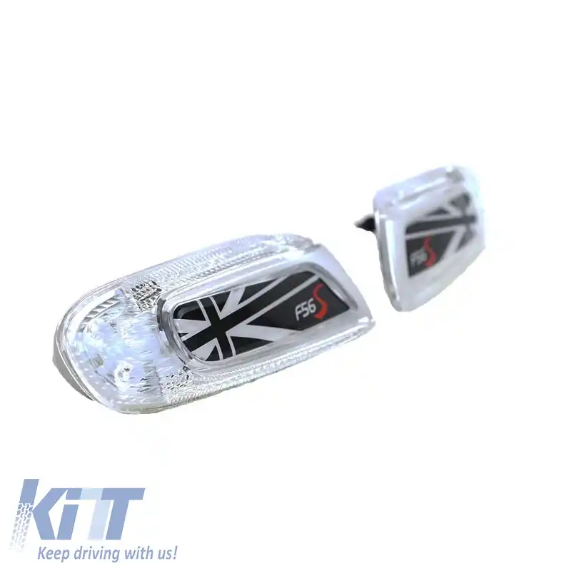 Indicatori laterali de aripă potriviți pentru Mini Cooper F56 13+ Steagul Uniunii Jack Negru Led Alb 2 buc-image-6294954