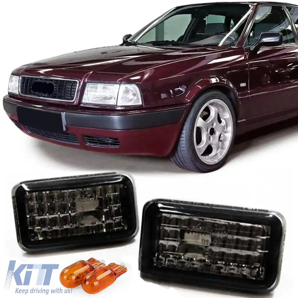 Indicatori laterali din sticlă clară negri, potriviți pentru Audi 80 90 100 A6 C4 200 V8