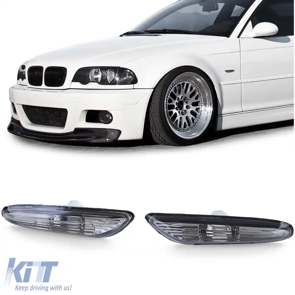 Indicatori laterali fumuriu negru potriviți pentru BMW Seria 3 E46 00-01 Seria 5 E60 E61 X3 E83