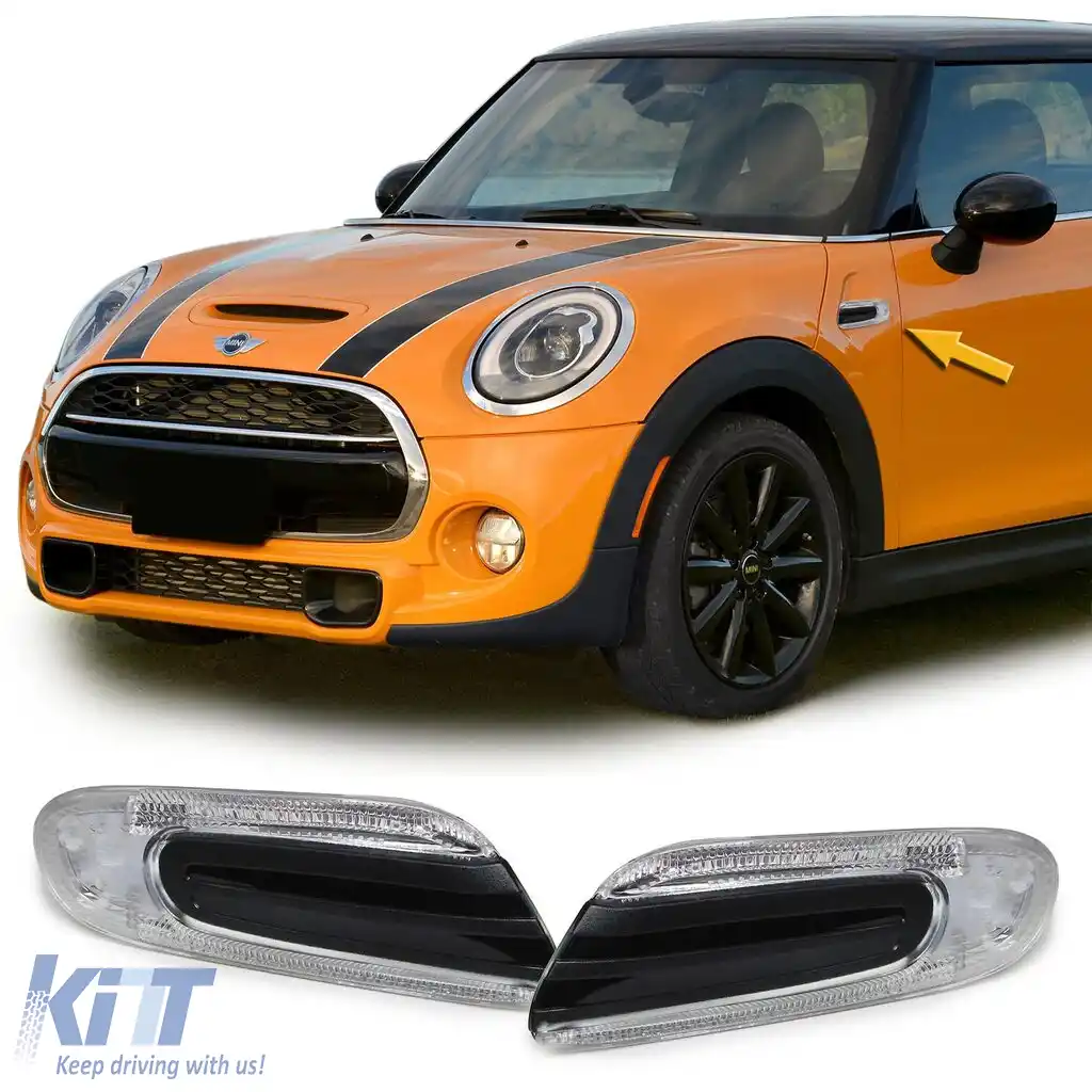 Indicatori laterali LED cu margine neagră, potriviți pentru Mini One Cooper F55 F56 F57 2014-2021