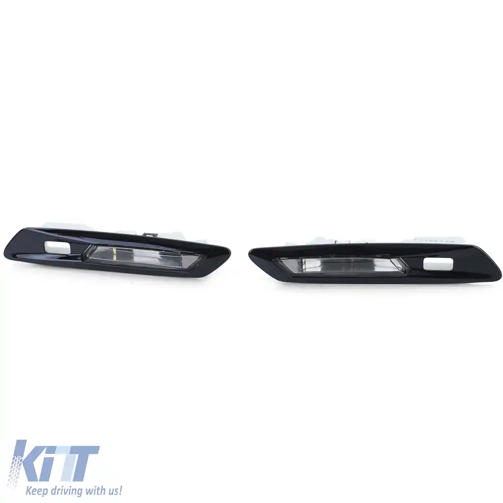 Indicatori laterali LED din sticlă clară cu fum negru, potriviți pentru BMW Seria 5 F10 F11 10-13-image-6196298