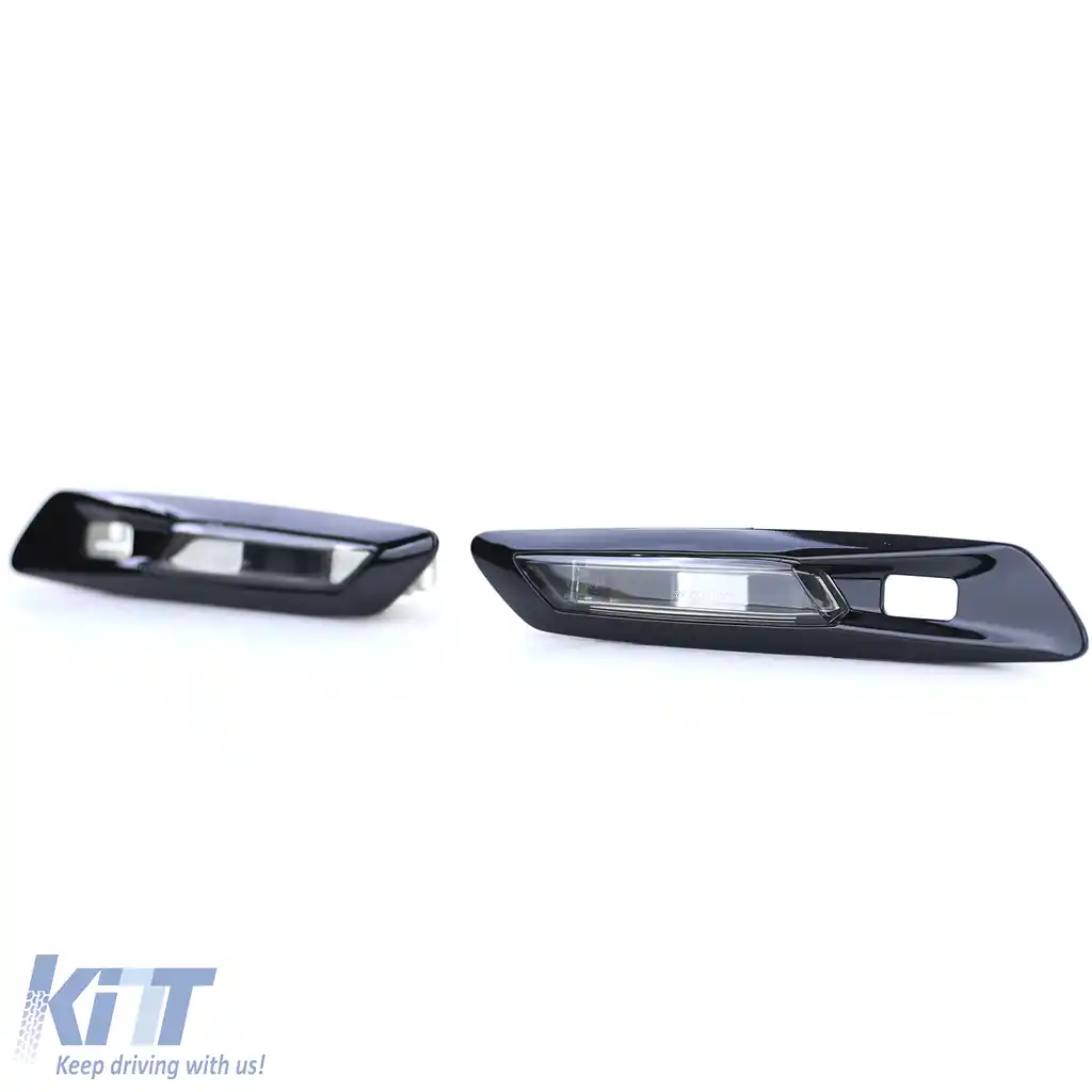 Indicatori laterali LED din sticlă clară cu fum negru, potriviți pentru BMW Seria 5 F10 F11 10-13-image-6196299