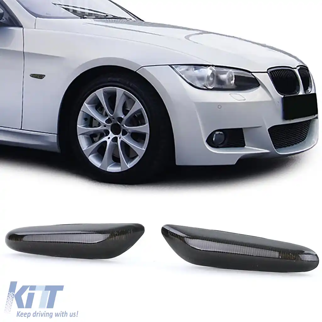 Indicatori laterali LED fumurii negri potriviți pentru BMW Seria 3 E46 01-05 E90 E91 E92 E93