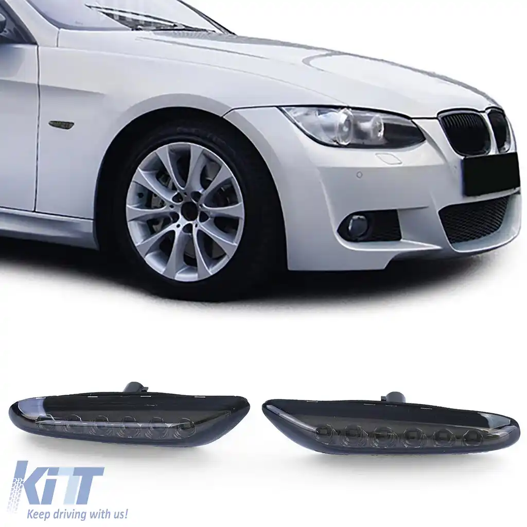 Indicatori laterali LED fumurii negri potriviți pentru BMW Seria 3 E46 01-05 E90 E91 E92 E93