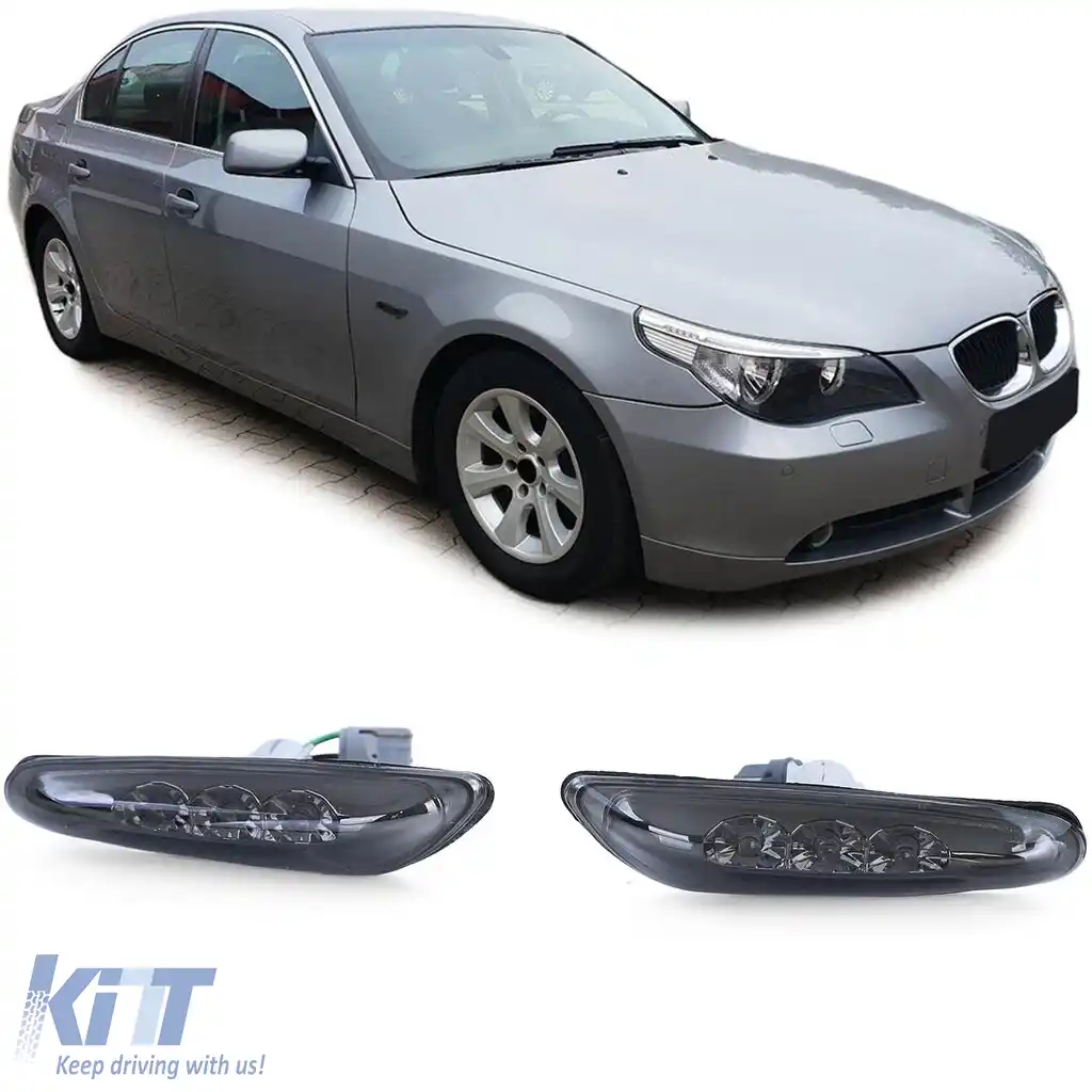 Indicatori laterali LED fumuriu negru potriviți pentru BMW E46 E60 E61 X3 E83