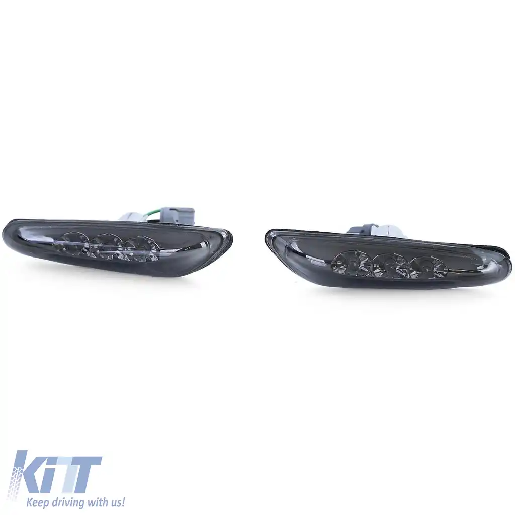 Indicatori laterali LED fumuriu negru potriviți pentru BMW E46 E60 E61 X3 E83-image-6209270