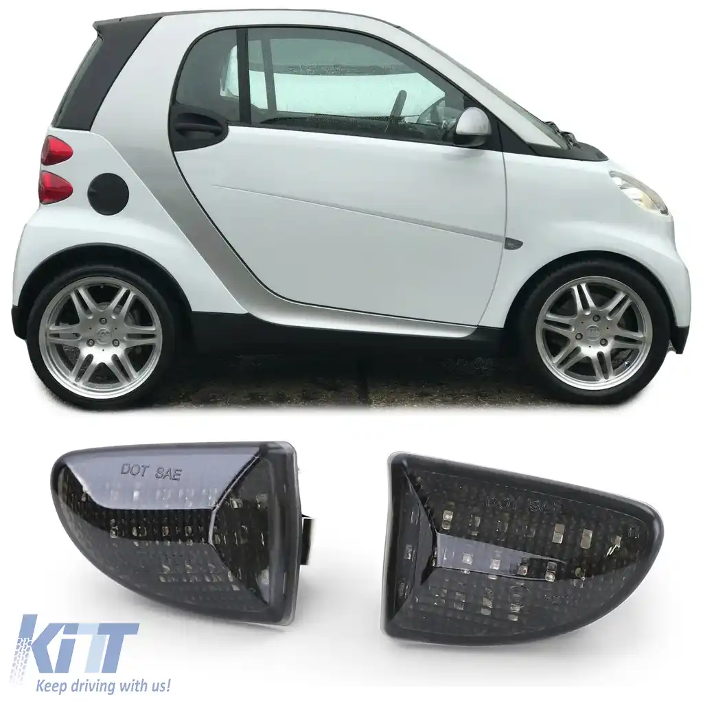 Indicatori laterali LED negri potriviți pentru Smart Fortwo Cabrio Coupe 451 07-15