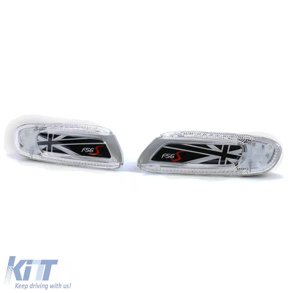 Indicatori laterali LED Union Jack negri, potriviți pentru Mini One Cooper S F55 F56 F57 2014-21-image-6206138