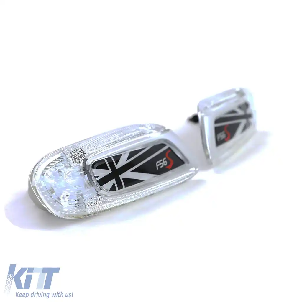 Indicatori laterali LED Union Jack negri, potriviți pentru Mini One Cooper S F55 F56 F57 2014-21-image-6206139