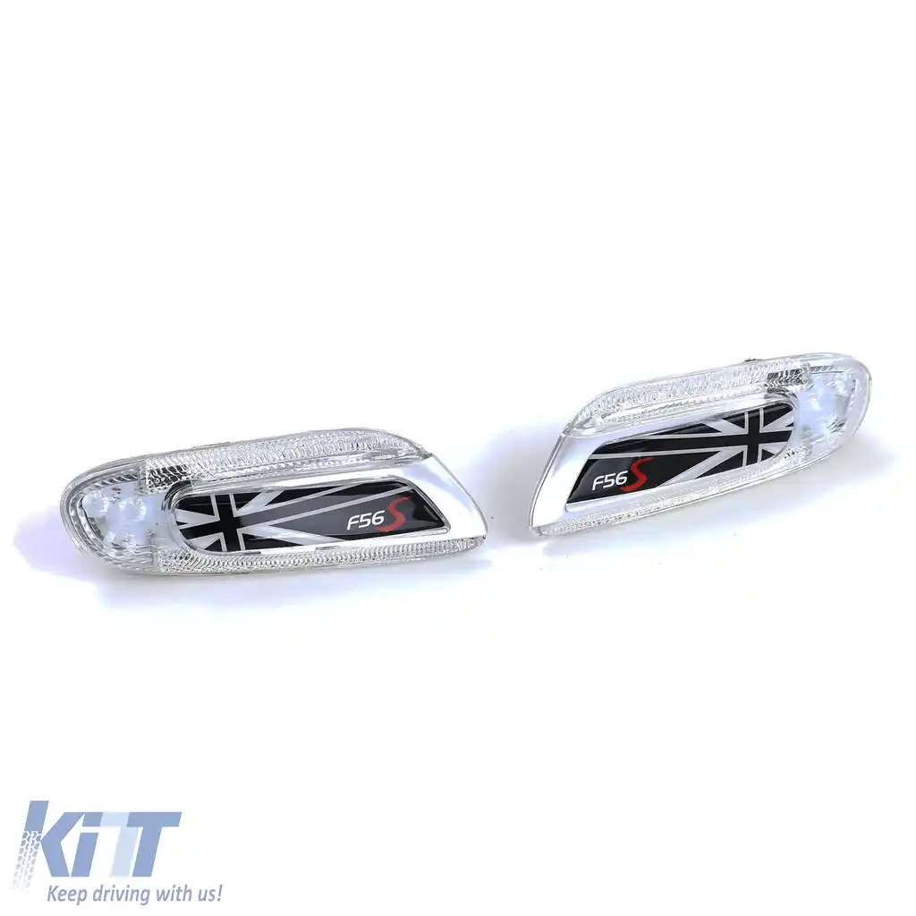 Indicatori laterali LED Union Jack negri, potriviți pentru Mini One Cooper S F55 F56 F57 2014-21-image-6206140