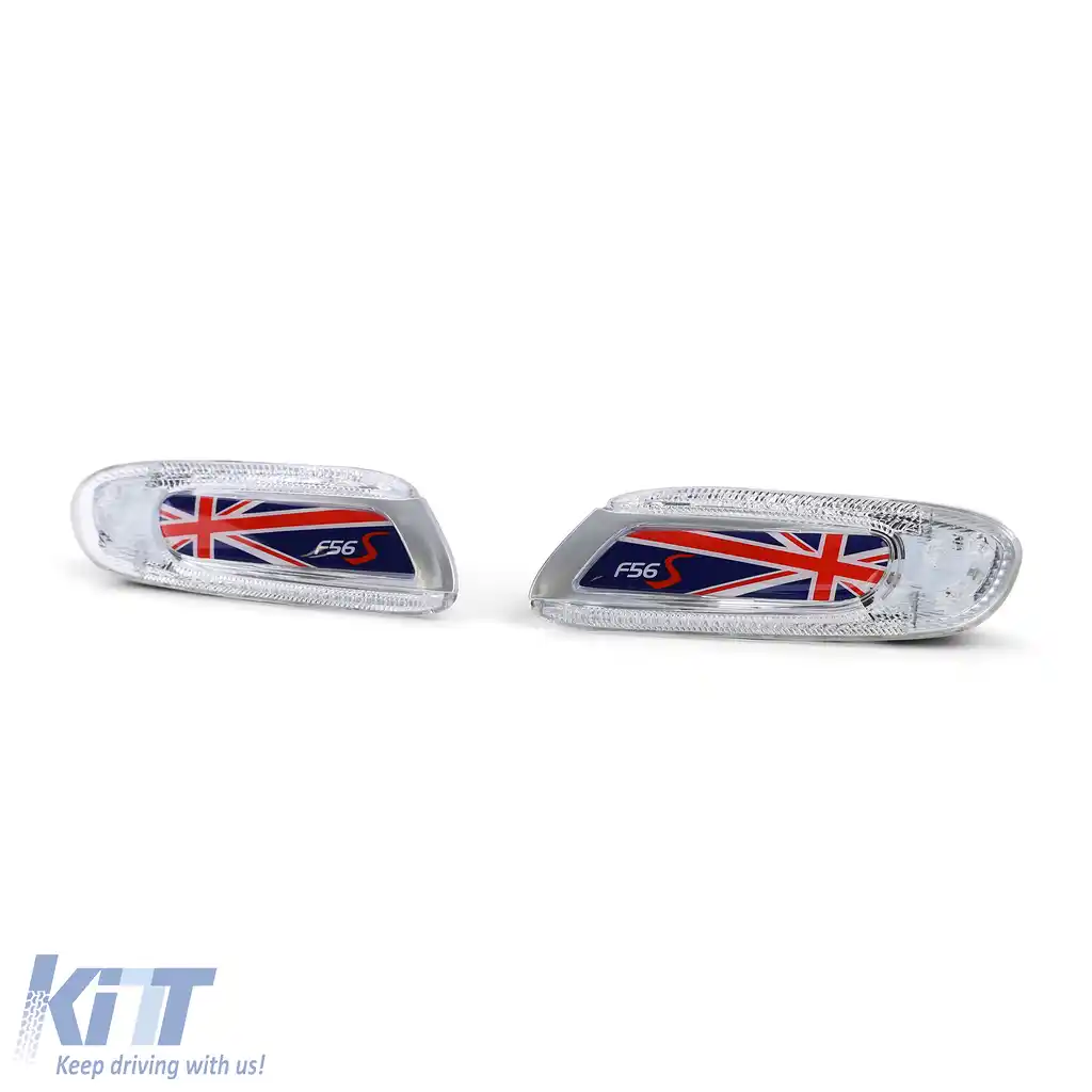 Indicatori laterali LED Union Jack roșu albastru potriviți pentru Mini One Cooper S F55 F56 F57 2014-21-image-6195764