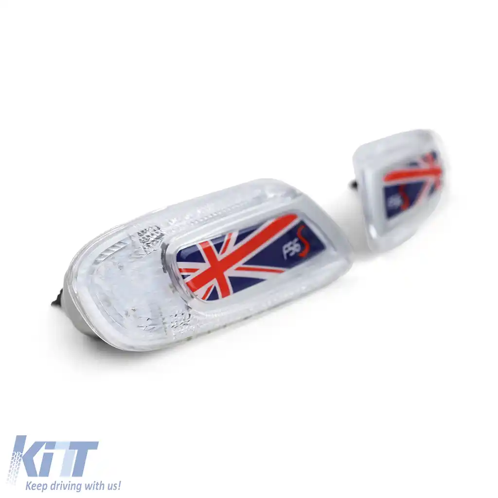 Indicatori laterali LED Union Jack roșu albastru potriviți pentru Mini One Cooper S F55 F56 F57 2014-21-image-6195765