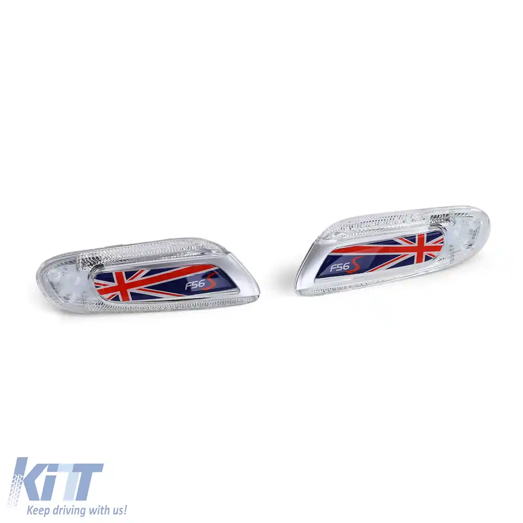 Indicatori laterali LED Union Jack roșu albastru potriviți pentru Mini One Cooper S F55 F56 F57 2014-21-image-6195766