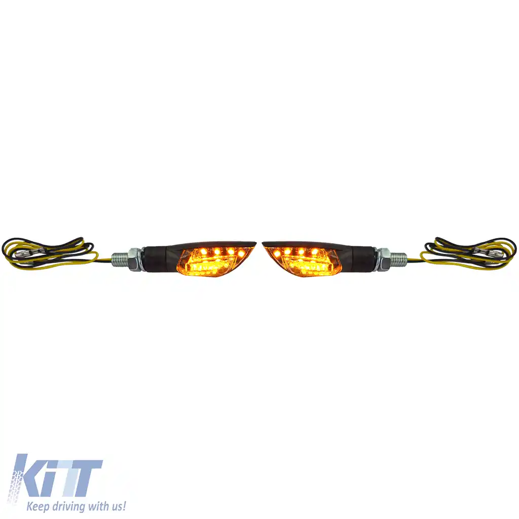 Indicatori LED mini pentru motocicletă, semnale de întoarcere mini universale, negre, cu E-Mark