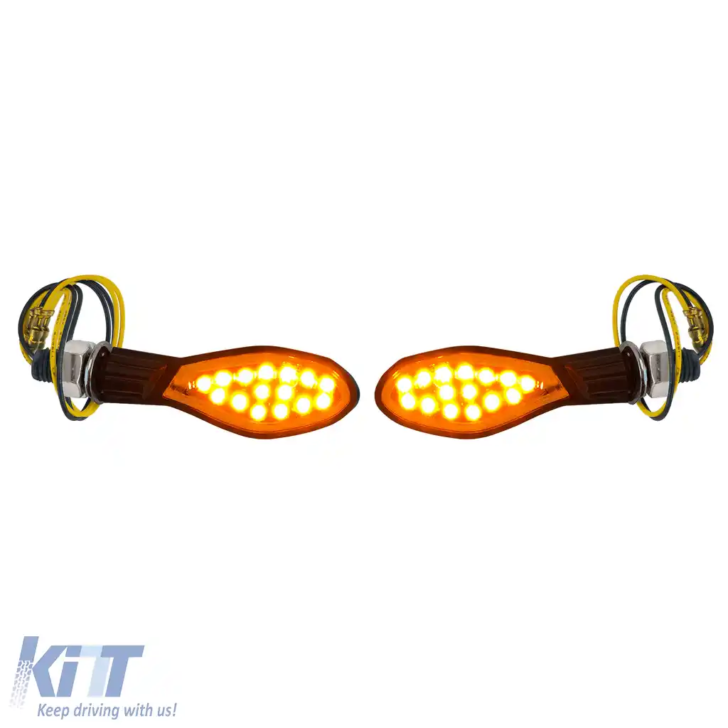 Indicatori LED Mini Universali pentru Motociclete GHOST / SCOOP Negri cu E-Mark