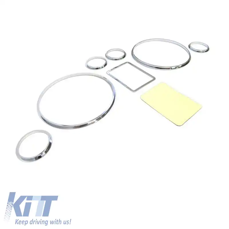 Ineluri Tacho pentru tabloul de bord potrivite pentru Audi A3 8L 96-03, A4 B5 94-01, A6 C5 97-04 Crom-image-6301676